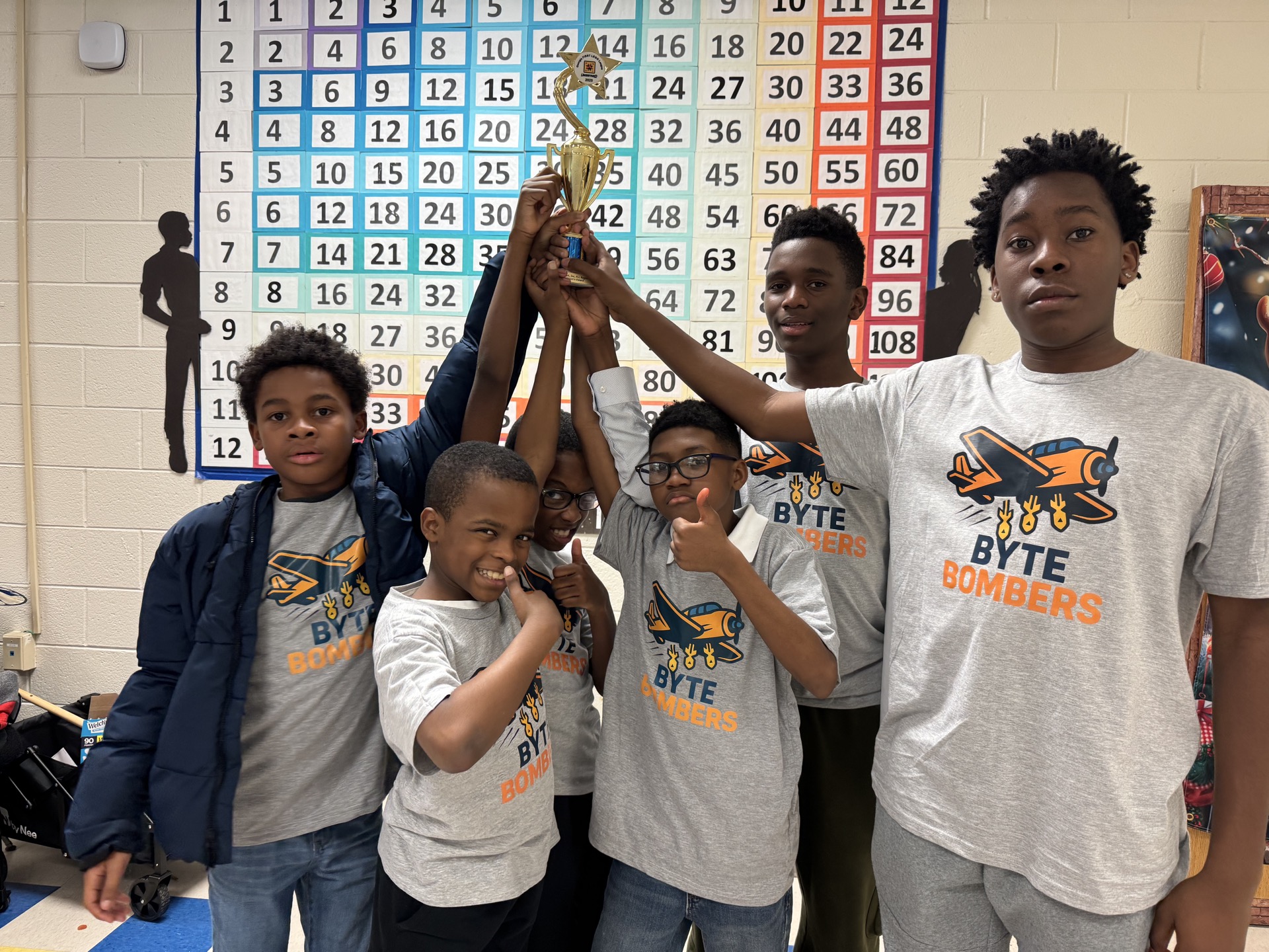 Byte Bombers team celebrating their trophy win